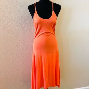 Elegant Orange Sleeveless Dress